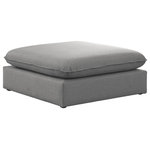 Meridian Furniture - Mackenzie Linen Textured Fabric Upholstered Ottoman, Grey - Elegant and eye-catching, the stunning grey durable linen textured Mackenzie Ottoman from Meridian Furniture is the perfect addition to any space.