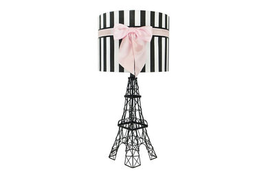 24.5" Eiffel Tower Table Lamp with Bowknot Shade (Pink) …