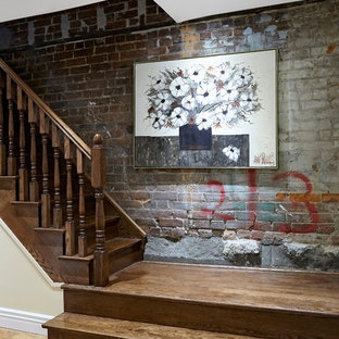 Inspiration for a large classic walk-out basement in Toronto with beige walls and cork flooring.