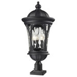 Z-Lite - Z-Lite Doma Outdoor Pier Mount, 14x30", Black, Water Glass, 543PHB-BK-PM - Traditional and timeless, this large outdoor pier mount combines black cast aluminum hardware with clear water glass for a classic look.