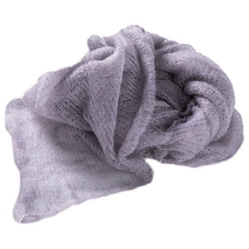 6.55' X 5.75' Purple Lavander Woven Kid Mohair Throw Blanket