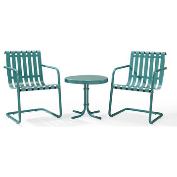 Gracie 3Pc Outdoor Chat Set Blue - 2 Chairs, Side Table