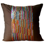 The HomeCentric - Streaks Of Color, Multi 16"x16" Silk Pillow Covers - Streaks Of Color is an exclusive 100% handmade decorative pillow cover designed and created with intrinsic detailing. A perfect item to decorate your living room, bedroom, office, couch, chair, sofa or bed. The real color may not be the exactly same as showing in the pictures due to the color difference of monitors. This listing is for Single Pillow Cover only and does not include Pillow or Inserts.