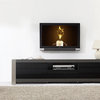 Coordinator TV Stand With Black IR Glass, Gray High-Gloss and Stainless Steel