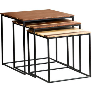 Coaster Belcourt 3-Piece Square Wood Top Nesting Tables in Natural and Black