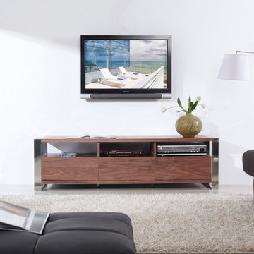 B-Modern Stylist Light Walnut Veneer TV Stand