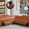 Frederico 5-Piece Genuine Italian Leather Reclining Sectional, Camel