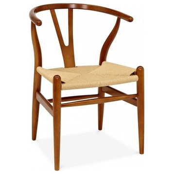 Wood Y Dining Chair, Walnut Frame With Natural Seat