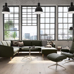 Stressless Eve Sectional and Paris Recliner - Living Room Furniture Sets
