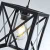1-Light Black Finish Cuboid Seeded Glass Shade Pendant Lighting Chandelier