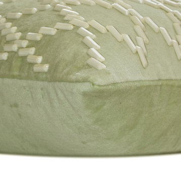 Mint Green Velvet Handmade, Lattice 22"x22" Throw Pillow Cover - Mint Mesh