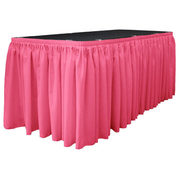 LA Linen Polyester Poplin Table Skirt, Hot Pink, 168"x29"