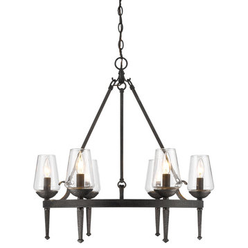 Golden Lighting 1208-6 Marcellis 6 Light 1 Tier 26"W Chandelier - Dark Natural