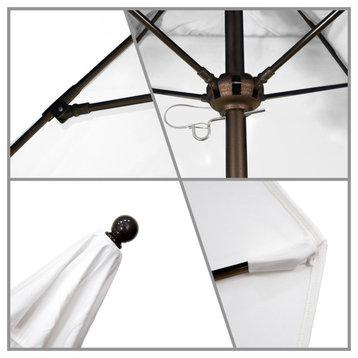 6' Square Bronze Push Lift Fiberglass Rib Aluminum Umbrella, Sunbrella, Antique Beige