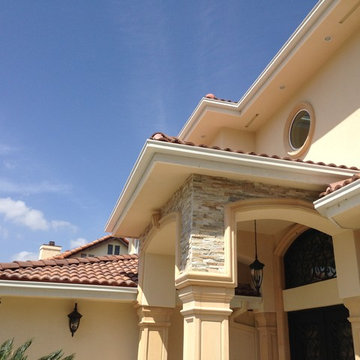 Box Gutters on Custom Home with Tile Roof, Walnut California