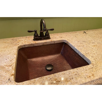 Rectangle Under Counter Hammered Copper Bathroom Sink, Oil Rubbed Bronze