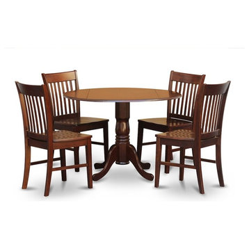 Small Kitchen Table and Chairs Set, Table Plus 4 Chairs, Mahogany