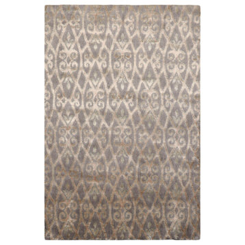 4'1''x6'1'' Hand Knotted Wool Kalaty Oriental Area Rug, Gray Color