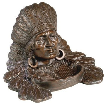 Desk Tray AMERICAN WEST Lodge Indian Chief Resin Hand-Cast