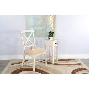 Sunny Designs Marina 40" Mahogany Wood Dining Chairs with Cushion Seat in White