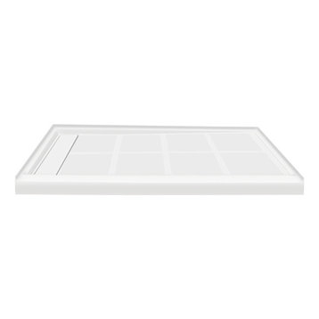 Transolid Linear 48"x36" Rectangular Shower Base With Left Hand Drain, White
