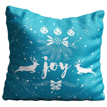Christmas Joy Blue Throw Pillow Case