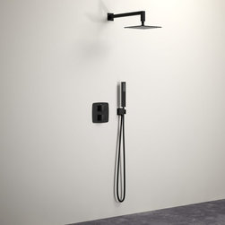 LUSSO STONE NOIR MIA MATT BLACK SHOWER SET WITH THERMOSTATIC VALVE AND HAND-HELD - Products