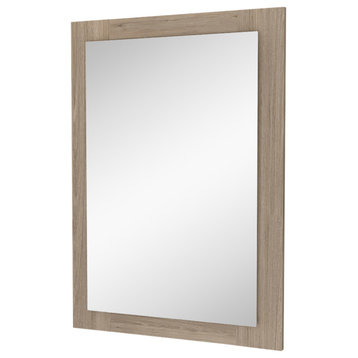 Everly Bathroom Mirror, Looking Glass, Frame, Light Pine