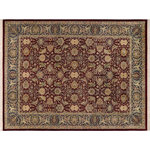 Bareens Designer Rugs - Agra Pak Persian Haydee Maroon/Blue Wool Rug - 9'1'' x 12'2'' - Designed with mesmerizing intricacy and gorgeous color palette, this hand-knotted masterpiece demonstrates the beauty and electrifying thrill of Pak Persian art. These meticulously hand-knotted Pak-Persian rug is made with pure wool and features breathtaking traditional, transitional, and tribal designs in bold luxurious color pallets. Known for their intricate designs these rugs are a reproduction of Persian rugs, made in Pakistan with unique Mughal designs. Made by master weavers using the same Persian texture, design and dying technique, we wanted to produce the most significant manifestation of Persian art, life, and culture. This rug is most famous for its exceptional quality, incredible designs, patterns, and vibrant rich color. Pak-Persian rugs made with Persian weave with high knot counts, which enables the high intricacy and detail found in the patterns are also referred to as "State of art", each color adds a rich beautiful detail in the artwork of this rug. The design, color, and beautiful chromatic composition with a vibrant sheen with intricate designs, exude beauty, elegance, and quality make this rug a masterpiece of its own.