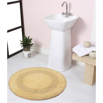 Radiant Collection Bath Rugs Set, 30" Round, Yellow