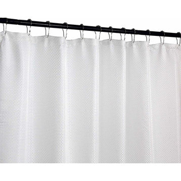 Pink Beige Fabric Shower Curtain: Modern Geometric Metallic Accent, White