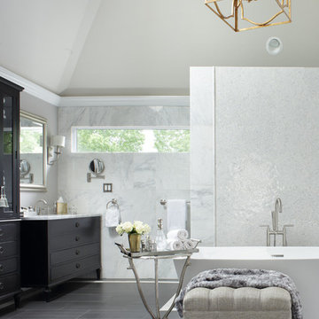 Large Luxury Master Bathroom with vaulted Ceiling