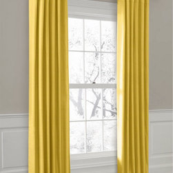 Custom Ring Top Drapery Panel in Breezy Linen - Mustard - Curtains