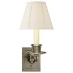 Visual Comfort & Co. - Single Swing Arm Sconce in Antique Nickel with Linen Shade - Single Swing Arm Sconce in Antique Nickel with Linen Shade