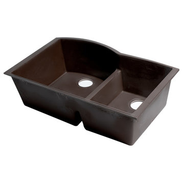 AB3320UM-C Chocolate 33" Double Bowl Undermount Granite Composite Kitchen Sink