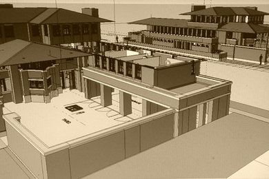 Model and Drawings for the Robie House by Frank Lloyd Wright.