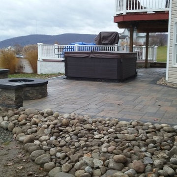Custom patio with gas fire pit