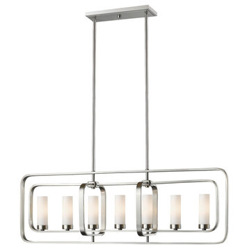 Aideen 7 Light 42" Wide Single Tier Billiard Chandelier With Frosted Glass Shade