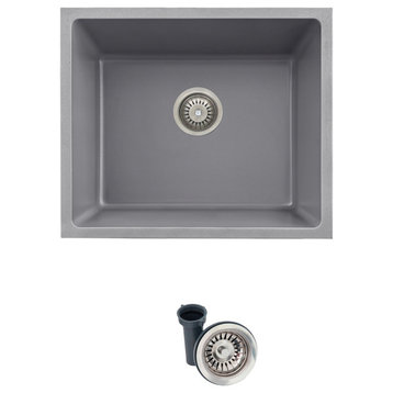STYLISH 22"Dual Mount Single Bowl Gray Composite Granite Kitchen Sink