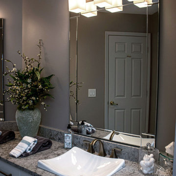Siteline White Vanity, Barrier Free Walk-in Shower and Free Standing Tub