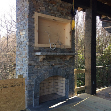 Augusta Natural Ledgestone Thin Veneer Outdoor Living Fireplace