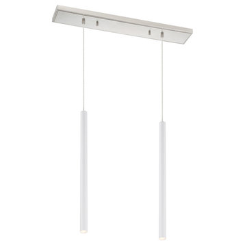 Forest 2-Light Billiard, Brushed Nickel With 24" Matte White Shade