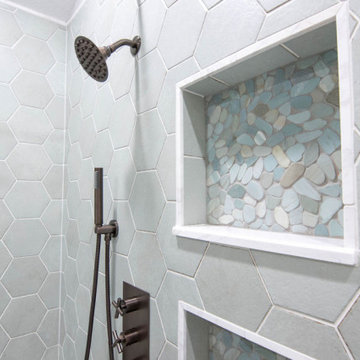 Contemporary Bohemian Primary Bath + Closet Remodel Overland Park, KS