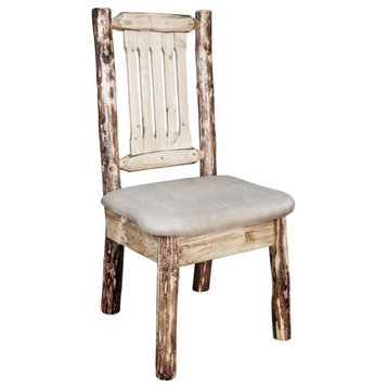 Montana Woodworks Glacier Country Wood Side Chair with Upholstered Seat in Brown