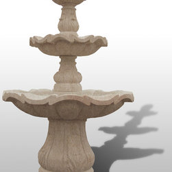 Scalloped 3-Tier Fountain in Giallo Fantasia Granite - Outdoor Fountains And Ponds