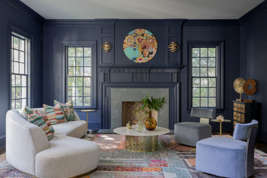 Transitional living room photo in Boston