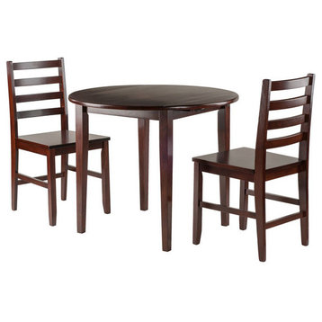 Clayton 3-Pc Drop Leaf Table With Ladder-Back Chairs, Walnut