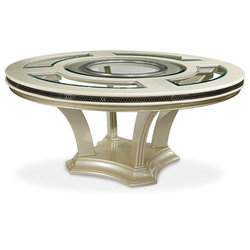 Hollywood Swank Round Table Dining Collection, Caviar Pearl