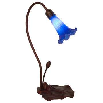 16 High Blue Pond Lily Mini Lamp