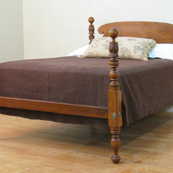 Birch Ball and Bell Carved Antique Bed Queen Size - Beds